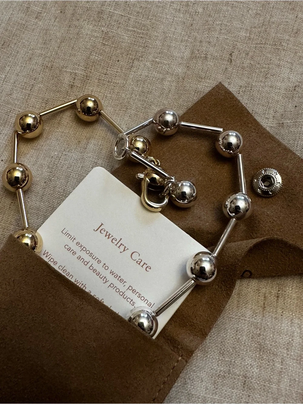 Jenny Bird Two-Tone Bead Link Necklace in Silver & Gold Tones - Picture 9 of 9